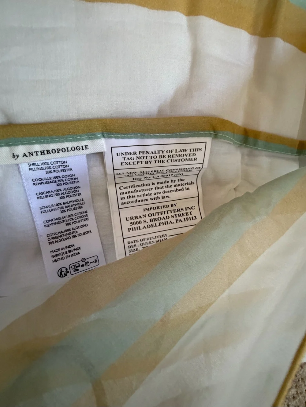 NWT new Anthropologie cotton voile quilted standard pillow shams Lannie tropical
